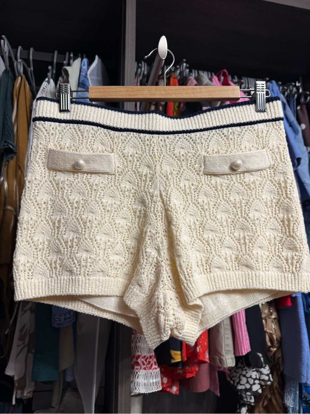 Frame The Rookie Short with Navy Trim and Gold -Buttons - Picture 6 of 10